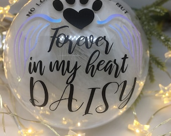 Personalised Pet Memorial Bauble, Feather Filled Ornament