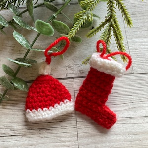 Tiny Crochet Christmas Stocking Ornaments: Miniature Tree Decor