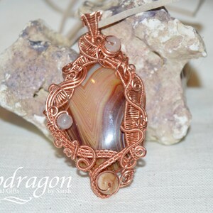 Wire wrapped pendant, Ladies ornate wire wrap necklace, gemstone pendant, copper wire work pendant, ladies necklace image 3