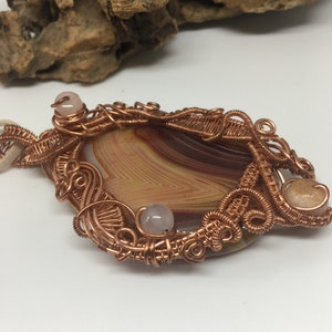 Wire wrapped pendant, Ladies ornate wire wrap necklace, gemstone pendant, copper wire work pendant, ladies necklace image 7