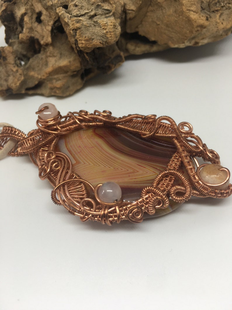 Wire wrapped pendant, Ladies ornate wire wrap necklace, gemstone pendant, copper wire work pendant, ladies necklace image 7