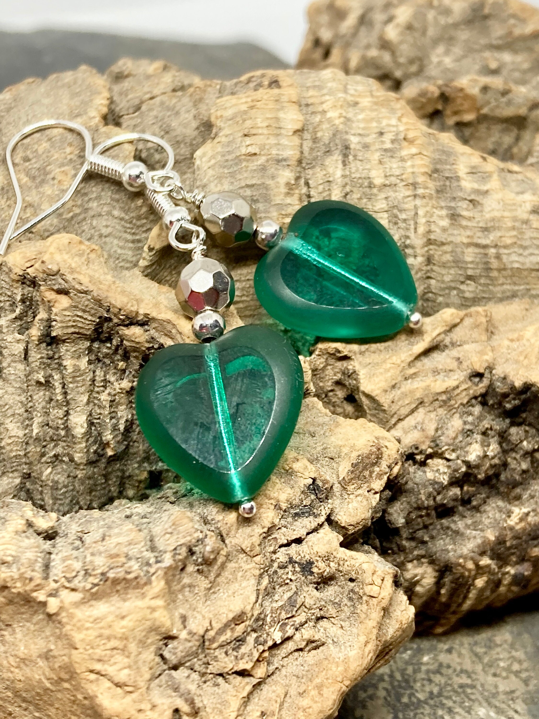 Green sales heart earrings