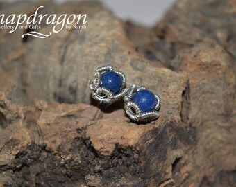 Lapis Lazuli wire wrapped studs.