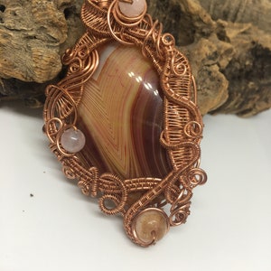 Wire wrapped pendant, Ladies ornate wire wrap necklace, gemstone pendant, copper wire work pendant, ladies necklace image 8