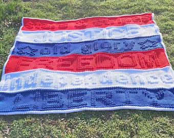 Crochet Bobble Stitch Independence Blanket