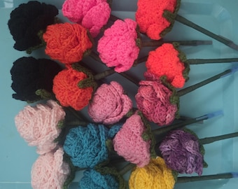 Crochet Rose Pen Topper with Pen Handmade Floral Stationery Gift Cute Desk Accessory