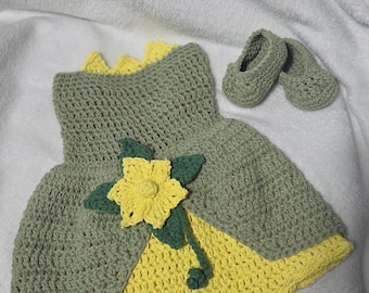 Princess Tiana Inspired Crochet Outfit Set