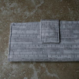Cartera vegana con cremallera, embrague bifold, cartera de tarjeta de crédito, regalo para amantes de la música, cartera de tela larga