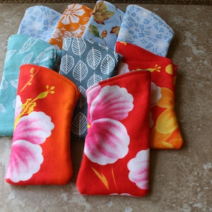 Flowers and Leaves Fabric Eyeglass Cases, Padded Slip in eyeglass Sleeves