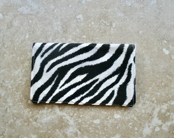 Zebra Print Fabric Checkbook Cover, Coupon Holder,