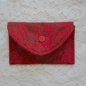 Small Red Coin Purse,  Credit Card Holder,  Fabric Mini Wallet,  Gift Card Holder