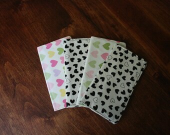 Heart Fabric Checkbook Cover, Top Tear Check Wallet