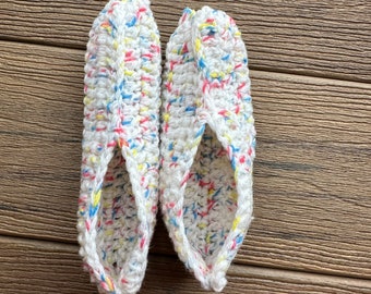 Crochet Slippers in Pink Red White Yellow Size Petite