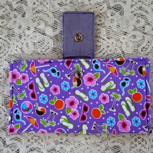 Organizador Cartera Tema Playa Cartera Fina Monedero Organizador Tela Algodón Lila