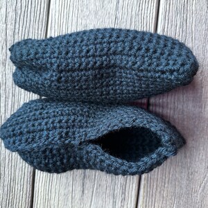 Charcoal Gray Crochet Slippers Snug Fitting House Slippers