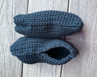 Charcoal Gray Crochet Slippers Snug Fitting House Slippers