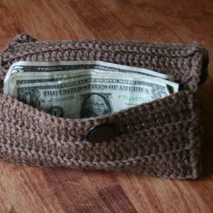 Carteras de accesorios de bolso marrón moca de embrague de ganchillo