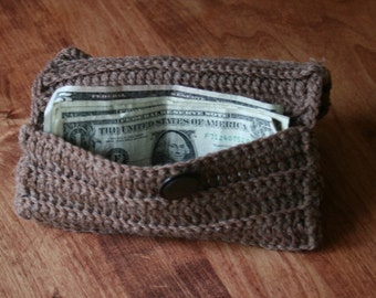 Crocheted Clutch Mocha Brown  Purse Accessory Wallets