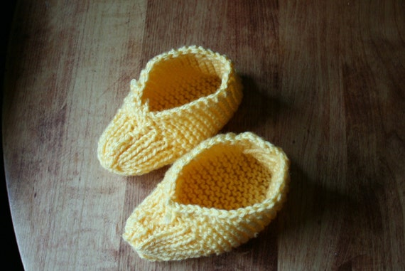 Soft Yellow Hand Hand-knit Slippers Young Adult House Socks Ankle High  Slippers - Etsy