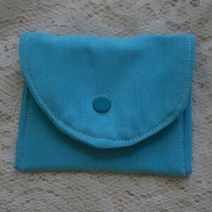 Fabric Credit Card Holder, Gift Card Holder, Blue Snap Coin Purse