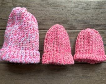 Winter Beanie Knit in Pink  Teenager Baby Classic Beanie  Young Adult Ski Hat