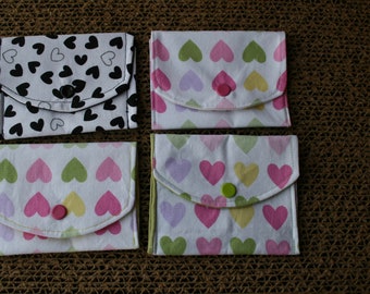 Fabric Change Purse, Gift Card Holder, Heart Print Fabric,  Versatile Mini Wallet,