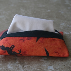 Travel Tissue Holder in Dinosaur Prints~Tissue Cozy, Refillable Containers, Co-Worker Gift, Eco-Friendly