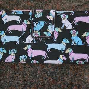 Cartera para perros Dachshund. Tarjetero de algodón para mujer, tejido de perro Weiner