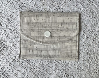Music Note Fabric Coin Purse Snap Closure Mini Pocket Wallet Gift For Music Lover