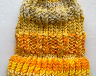 Kids Youth Yellow Knit Winter Beanie   Soft Warm Hat  Autumn Winter Beanie