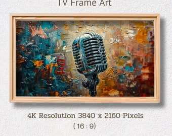 Vintage Microphone TV Frame Art: Music Room Decor (Digital Download)