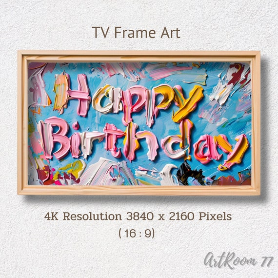 Happy Birthday Samsung Frame TV Art: Textured Oil (Digital Download)