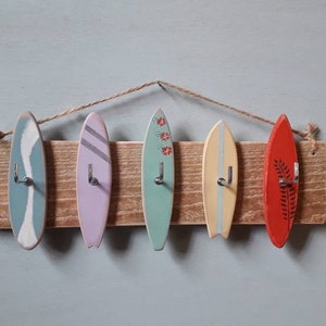 Surfboard key hooks / jewellery organiser / birthday gifts/ surfboards /interiors /home decor /beach house decor / surf gifts / accessories