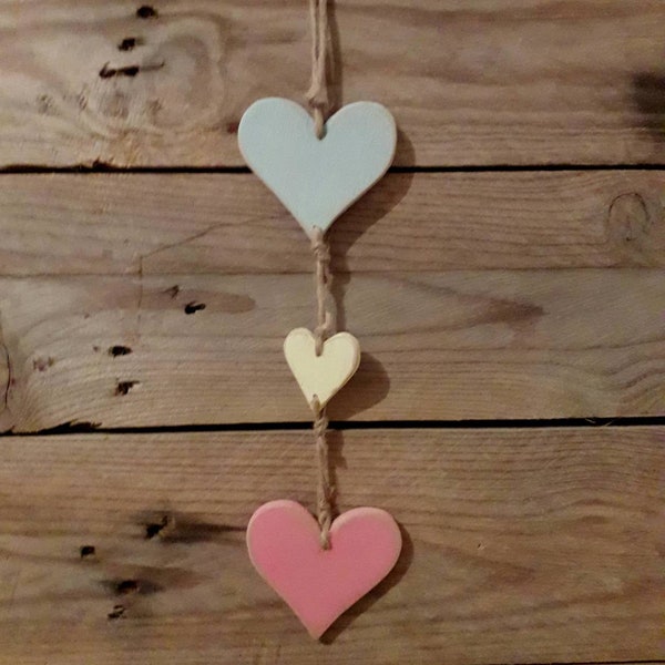 Mini heart garland/ wooden hearts/ wall decor/ wedding decor/ house/ interiors/ home/ gifts/ beach house/ surf gifts/ birthdays/ decorations