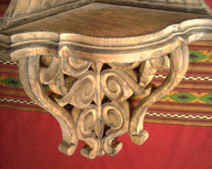 Vintage Carved Wood Corner Shelf India - Etsy