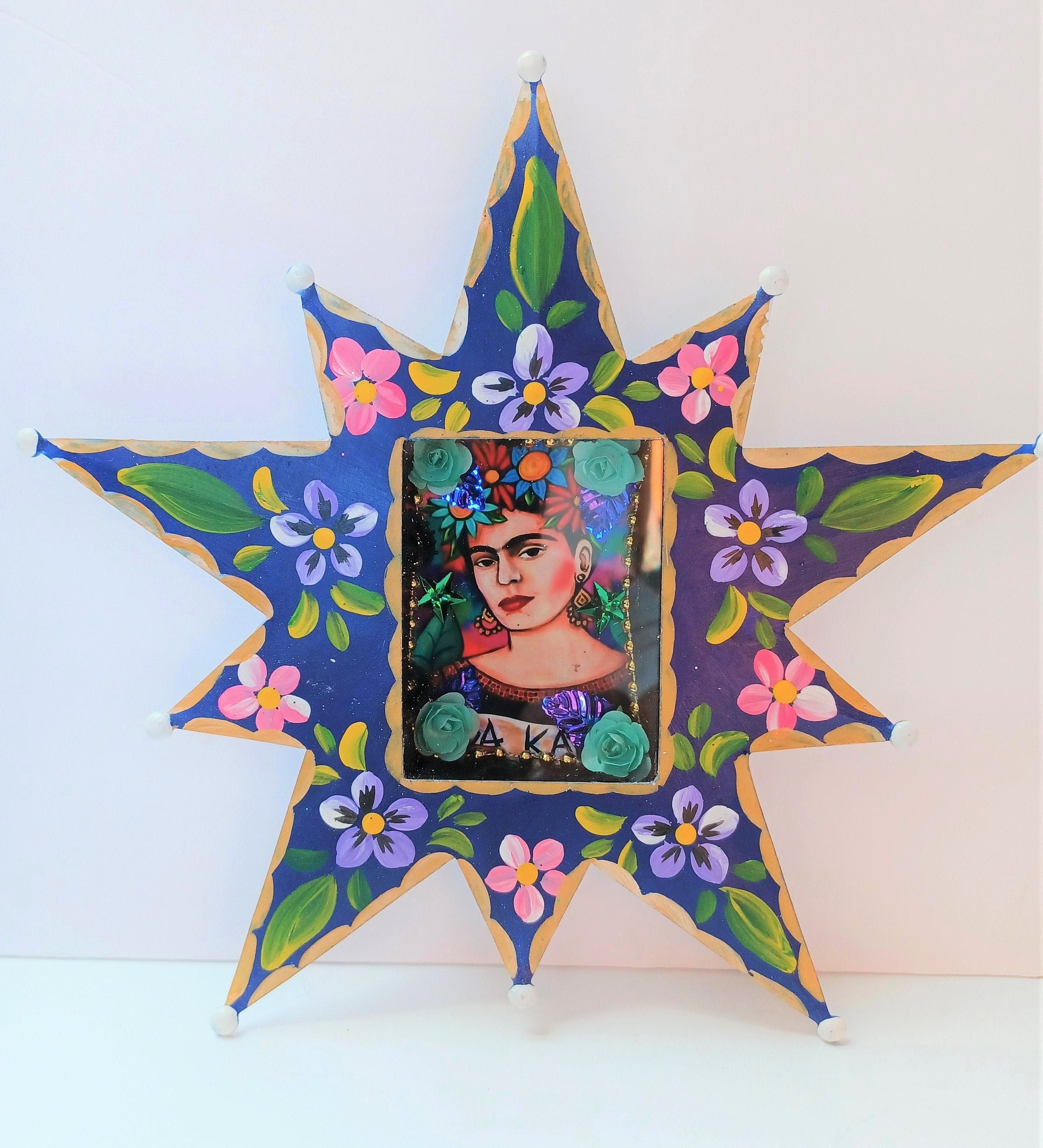Mexican Tin Nicho Frida Kahlo Glass Box Wall Art Ornament Star - Etsy