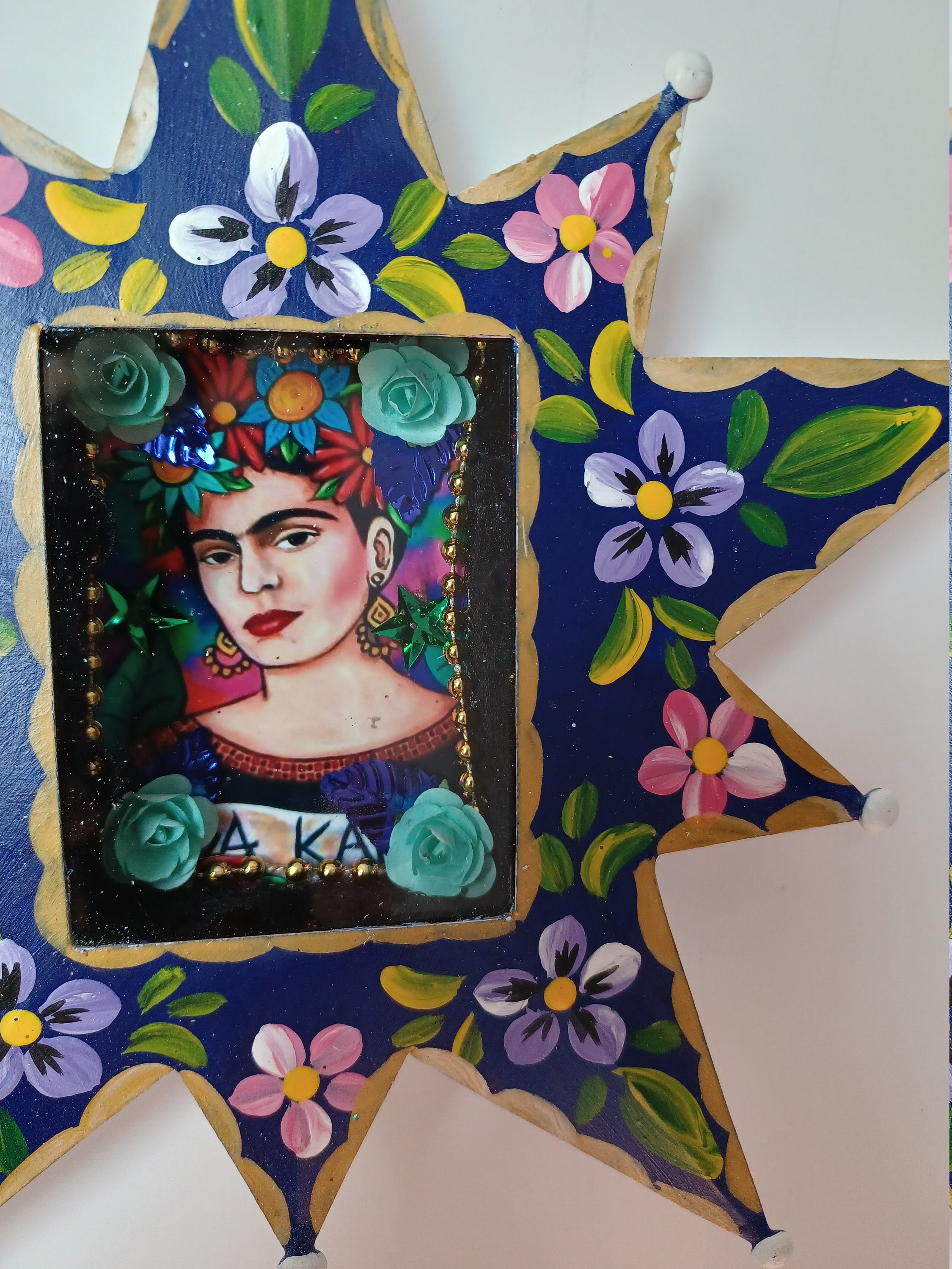 Mexican Tin Nicho Frida Kahlo Glass Box Wall Art Ornament Star - Etsy