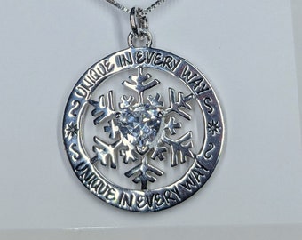 NWT Sterling CZ Snowflake Necklace - 18 inches "Unique in Every Way"