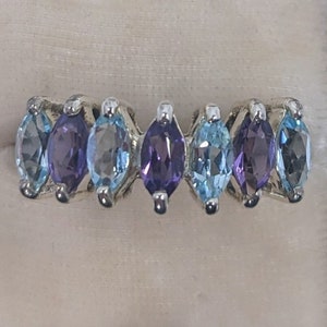 Topaz & Amethyst 7-Stone Ring - Sz. 7