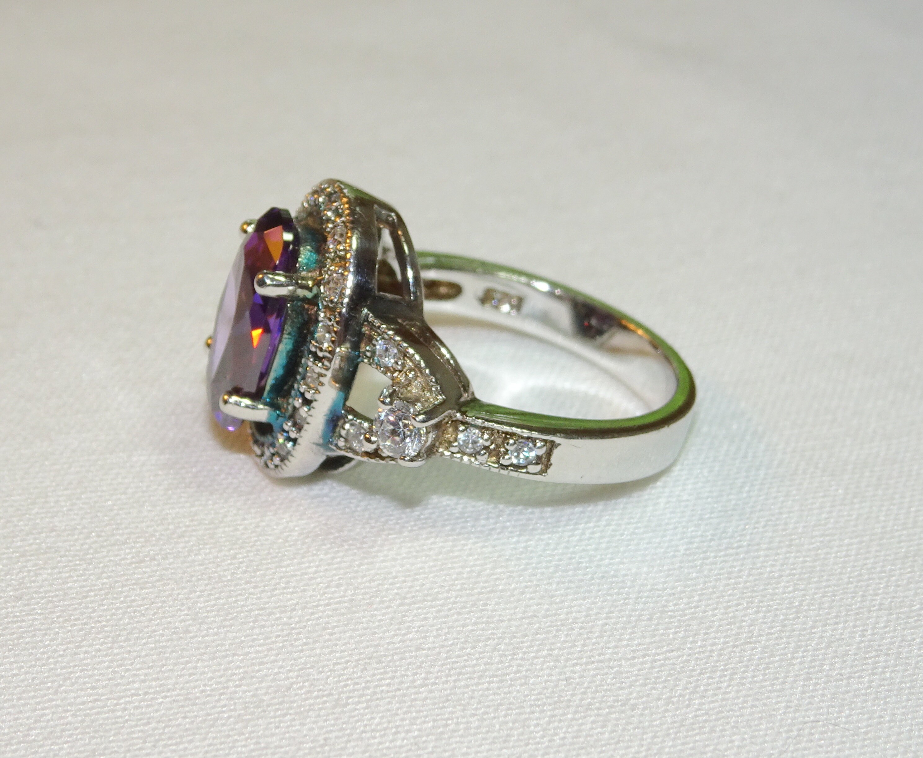 Gorgeous Purple Stone Vintage Sterling Ring - Sz. 6 - Etsy