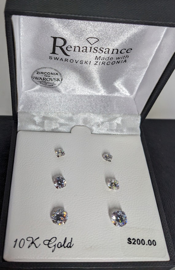 NWT Vintage 10K Crystal Earring Set - Pierced