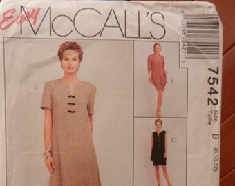 McCall/'s 7542 Misses/' Dress Unlined Jacket and Vest and Skirt Sewing Pattern