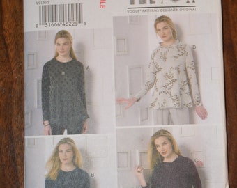 Ongesneden en in de fabriek gevouwen Vogue 9130, Marcy Tilton Designer Original, damestop, maten XS tot Med, circa 2015.