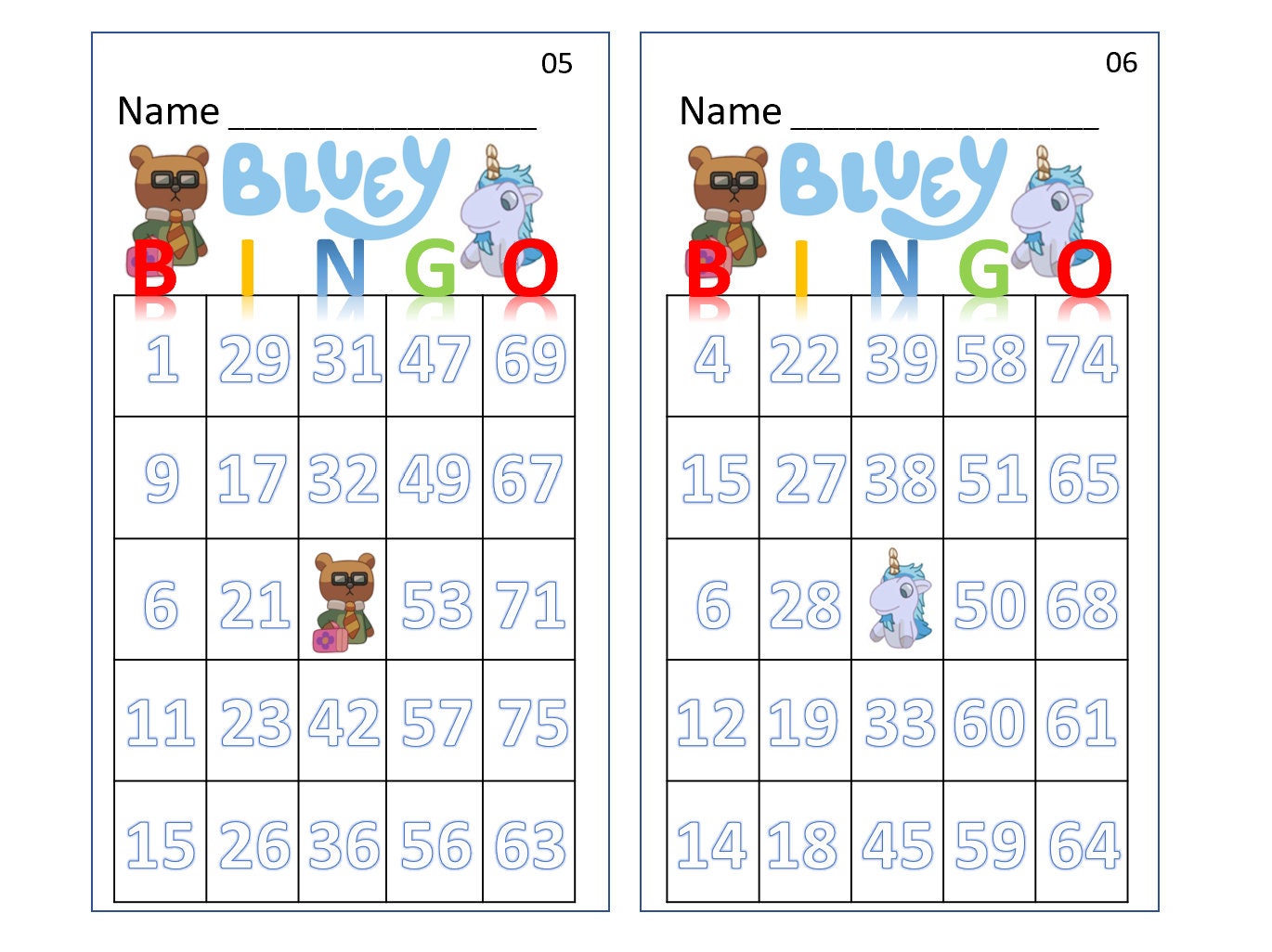 Bluey BINGO Game 30 Unique BINGO CARDS Flash Cards for Etsy UK