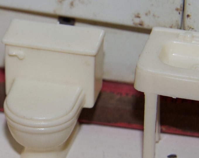 Dollhouse Furniture Half Scale Plastic White Bathroom Suite Etsy