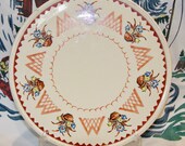 MIJ 11 quot platter circa l940 with flower pots and tulips motif and in very good vintage condition