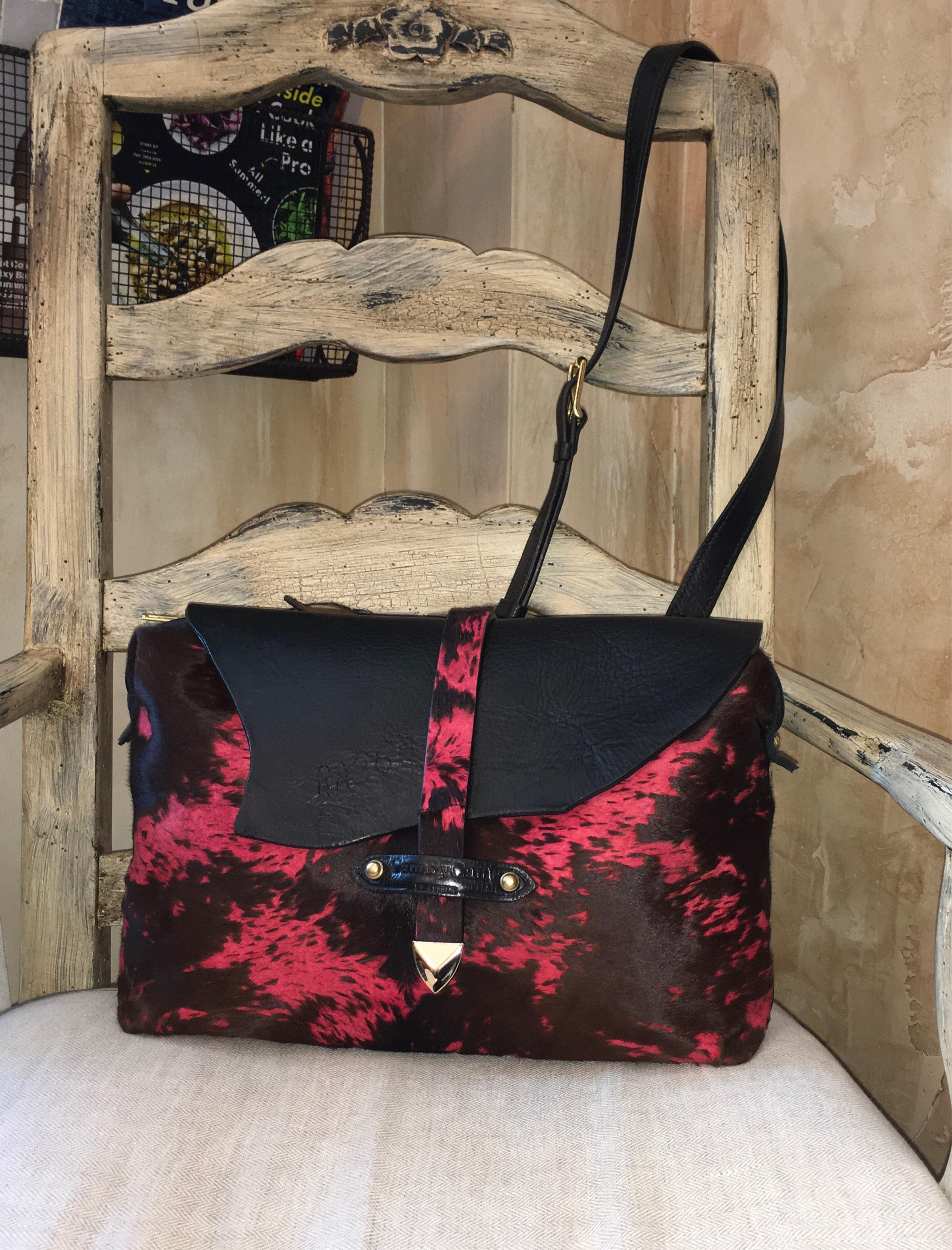 Calf hair Red Crossbody bag Etsy