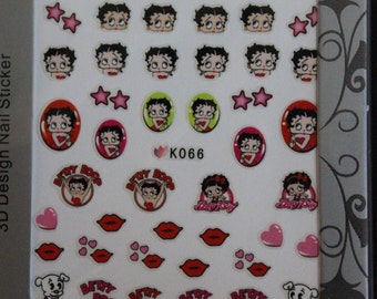 Betty Boop Nail Art 3D Decal 49 pcs Stickers USA Seller Free Shipping buy 4 get 1 FREE