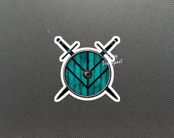 Viking Stickers: Shield Maiden Sword & Shield  | Water bottle Sticker | Waterproof Sticker | Laptop Sticker | Vinyl Sticker | Art |Decal |