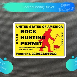 Rockhounding Stickers: Rockhounding Permit | Water bottle Sticker | Waterproof Sticker | Laptop Sticker | Vinyl Sticker | Art |Decal |